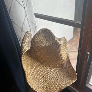 Peter Grimm Straw Cowboy Hat in Natural Tan with Brown Band